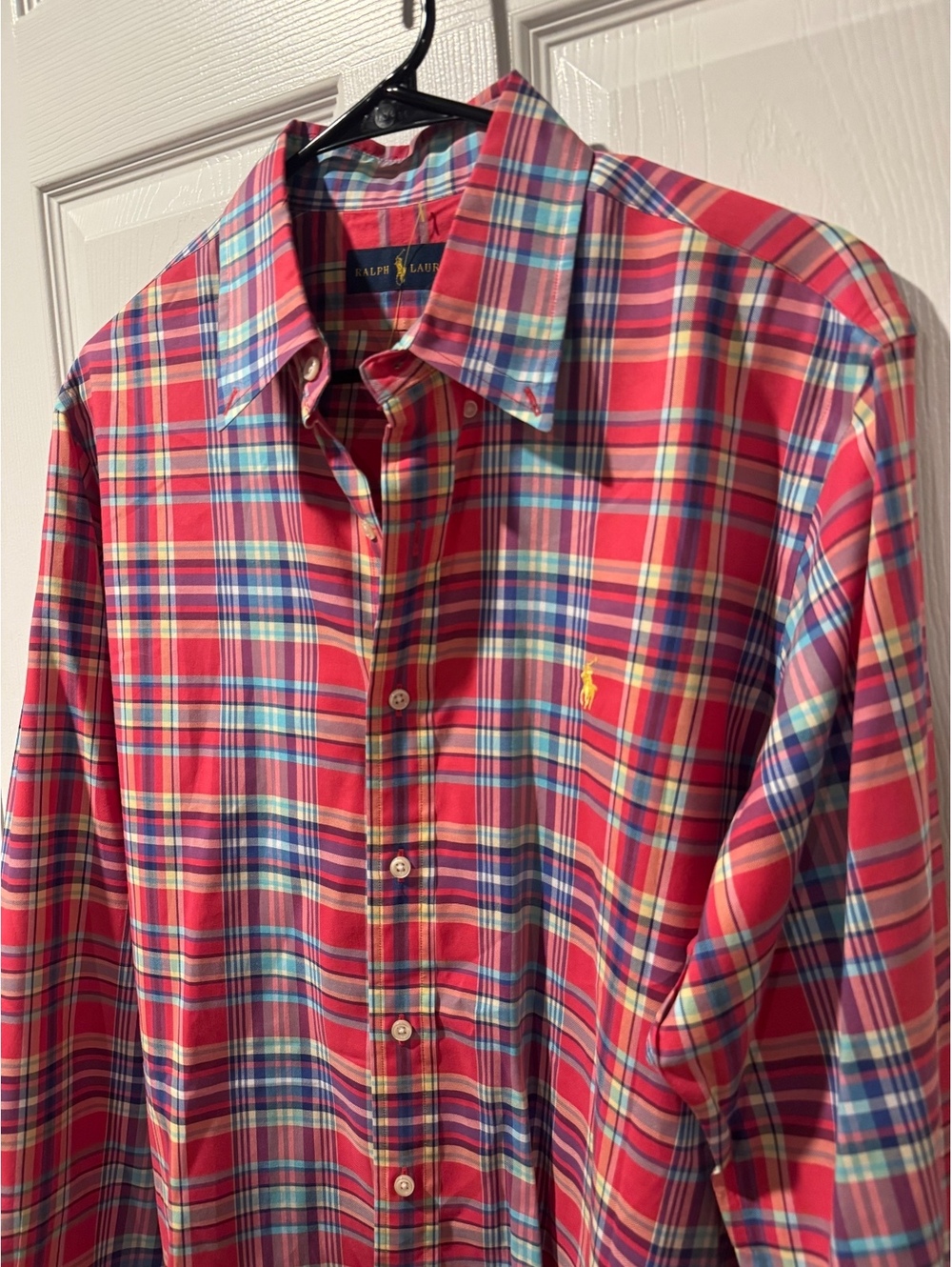 Ralph Lauren Classic Fit Red Button-Down Shirt, Size Large